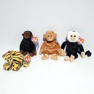 TY Beanie Baby Jungle Animals Lot of 4 Bongo '95 Congo '96 Mooch '99 Stripes '98